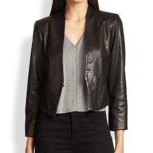 Alice + Olivia Amaya Cropped Leather Jacket